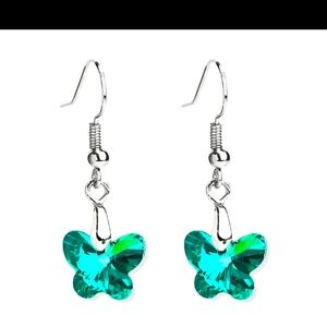 Turquoise butterfly crystal 925 sterling silver earrings